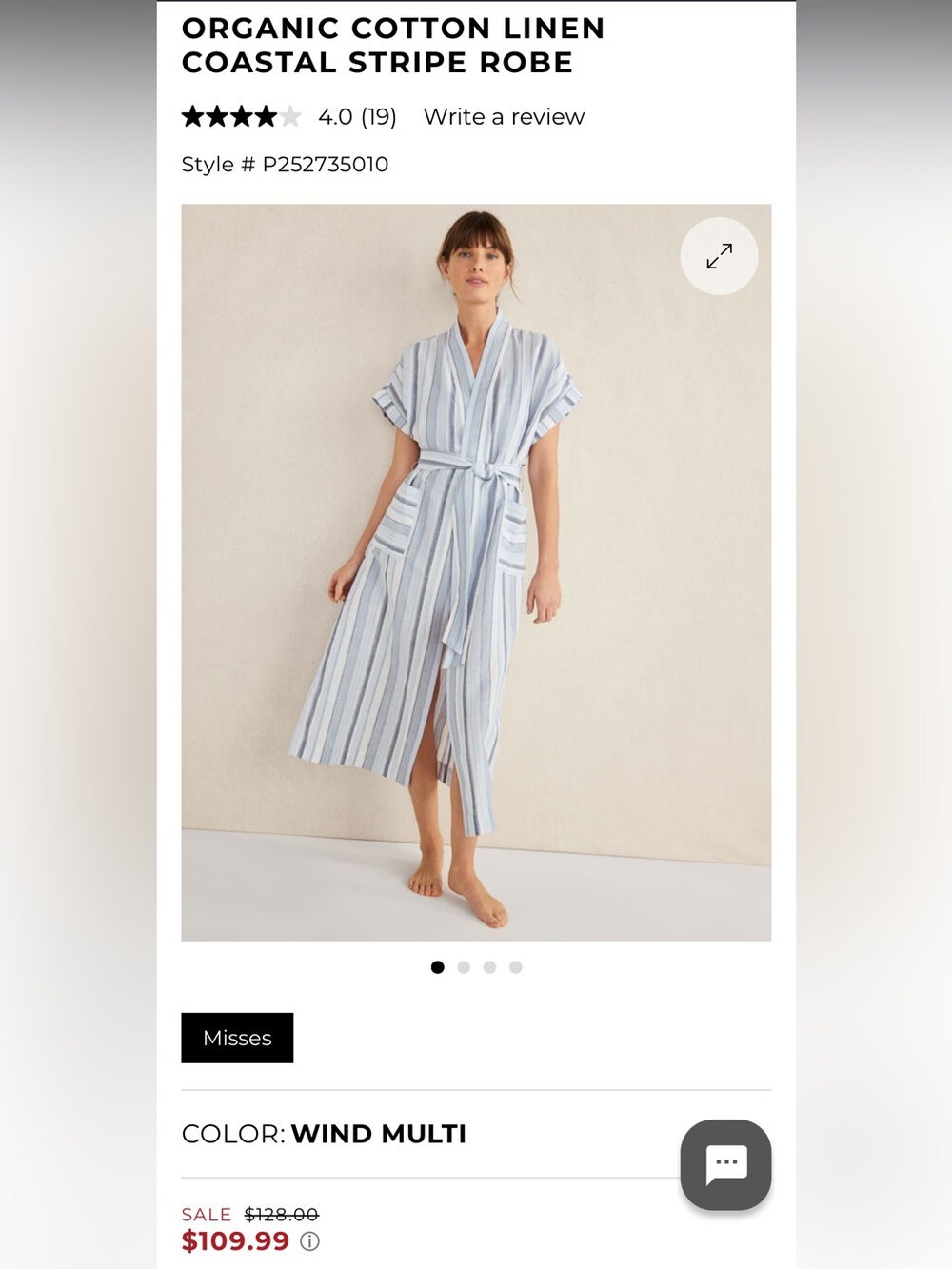 Organic Cotton-Linen Coastal Stripe Robe SET - Wind Multi (Light Blue/White)